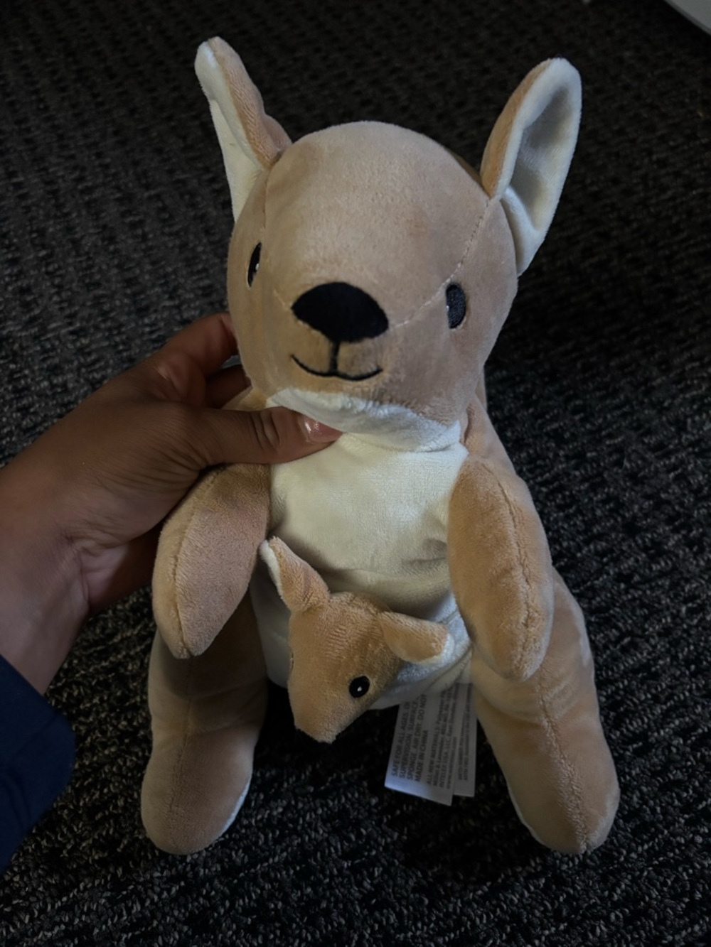 Warmer Plush Kangaroo with baby - Light Tan and Cream
